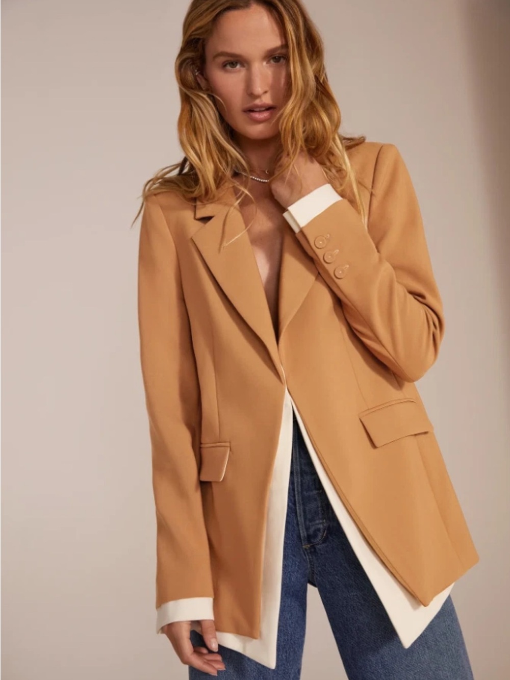Favorite Daughter Medium THE KELLY BLAZER TAN - Picture 2 of 14